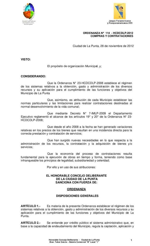 thumbnail of ORDENANZA Nº 114 COMPRAS Y CONTRATACIONES