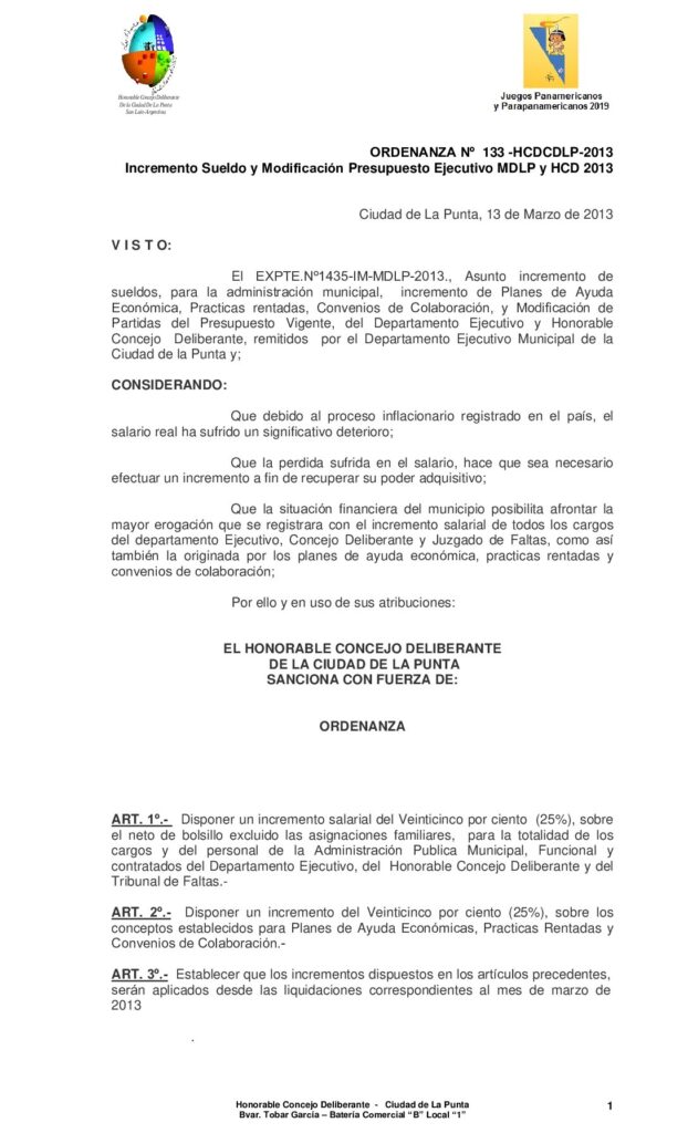 thumbnail of ORDENANZA Nº 133 – Incremento de sueldo