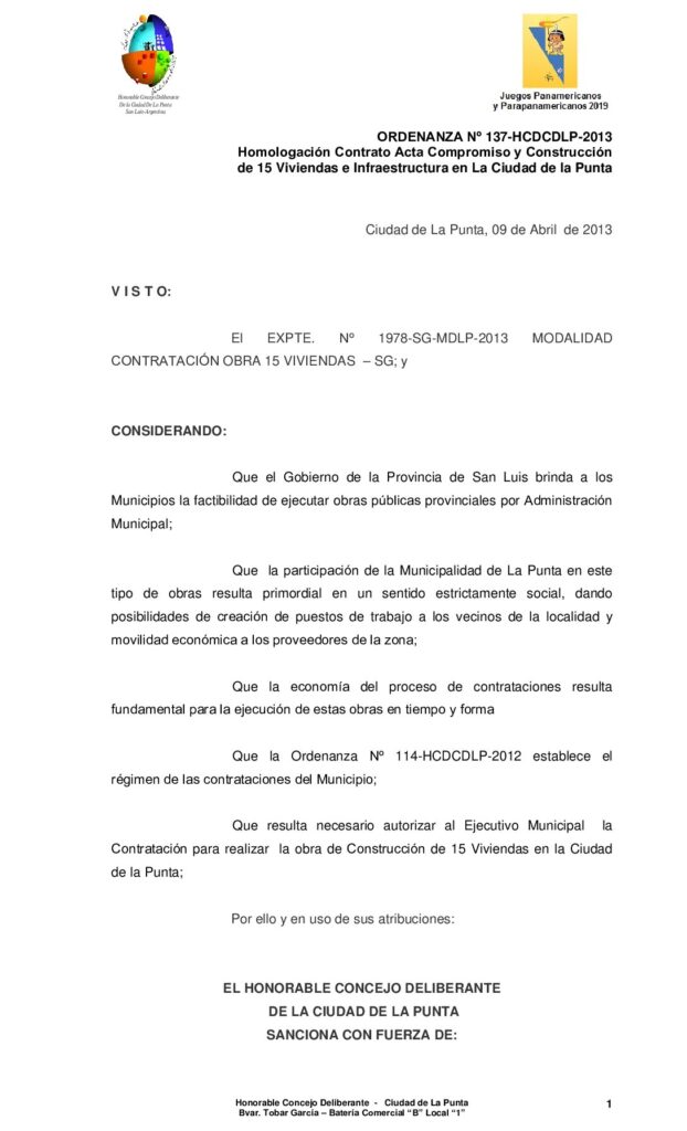 thumbnail of ORDENANZA Nº 137 – Construccion 15 Viviendas la punta
