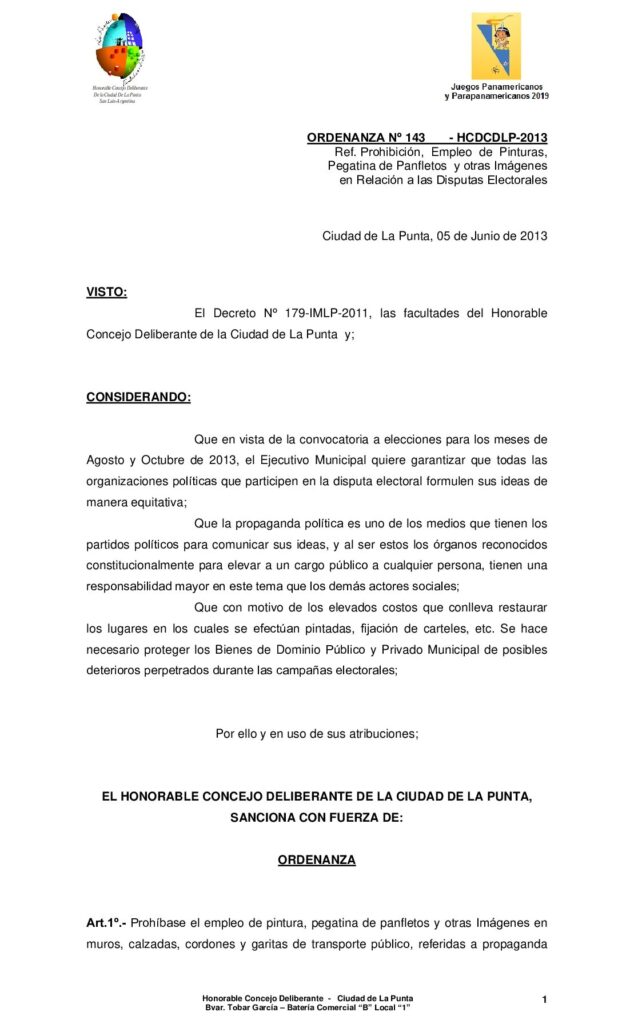 thumbnail of ORDENANZA Nº 143 – Pegatinas elecciones
