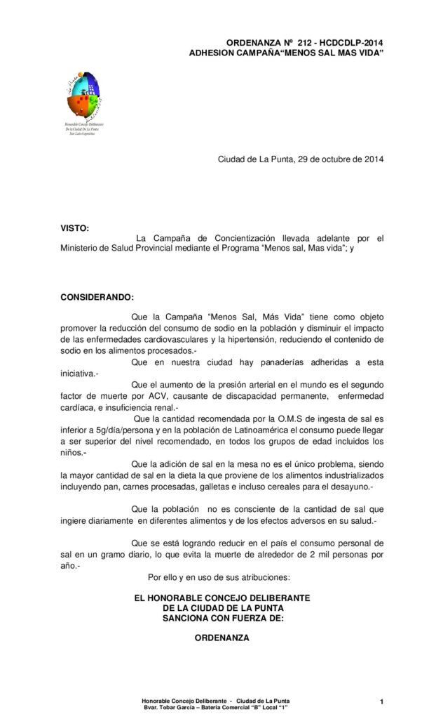 thumbnail of ORDENANZA Nº 212 – MENOS SAL MAS VIDA