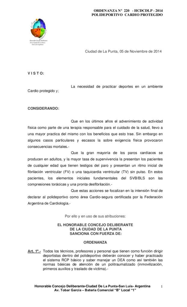 thumbnail of ORDENANZA Nº 220 – POLIDEPORTIVO CARDIO PROTEGIDO