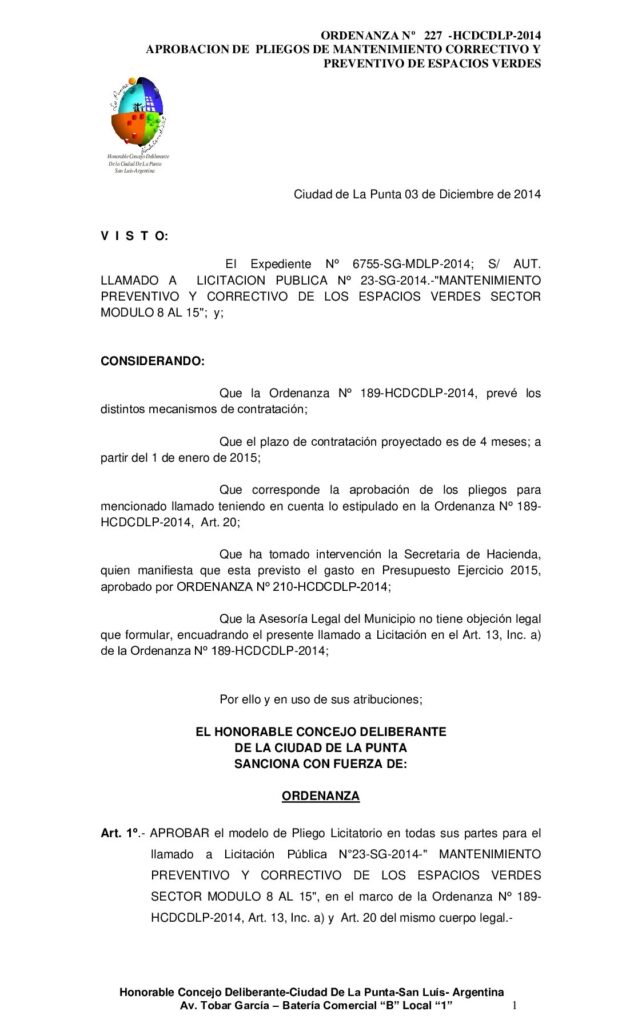 thumbnail of ORDENANZA Nº 227 – PLIEGO SECTOR MOD 8 AL 15