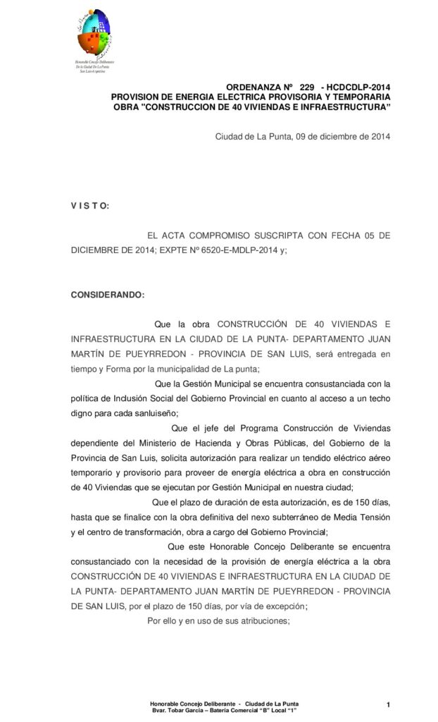 thumbnail of ORDENANZA Nº 229 – AUTORIZACION TENDIDO ELECTRICO
