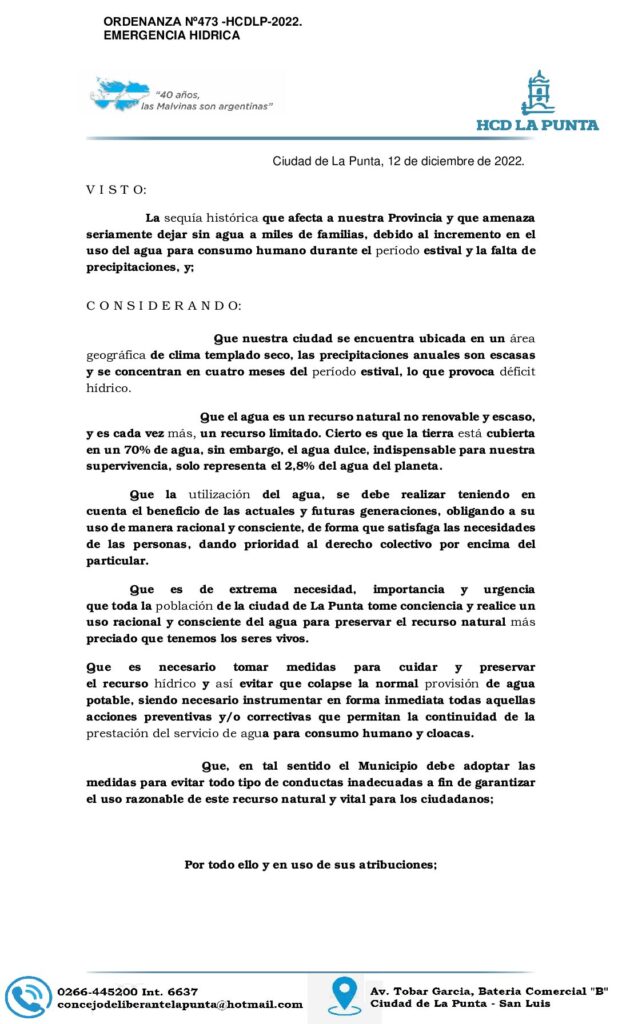 thumbnail of ORDENANZA Nº 473 EMERGENCIA HIDRICA