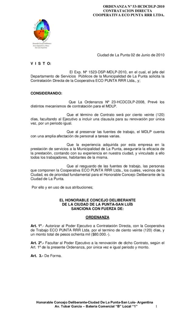 thumbnail of ORDENANZA Nº 53 CONT DIRECTA-ECOPUNTA