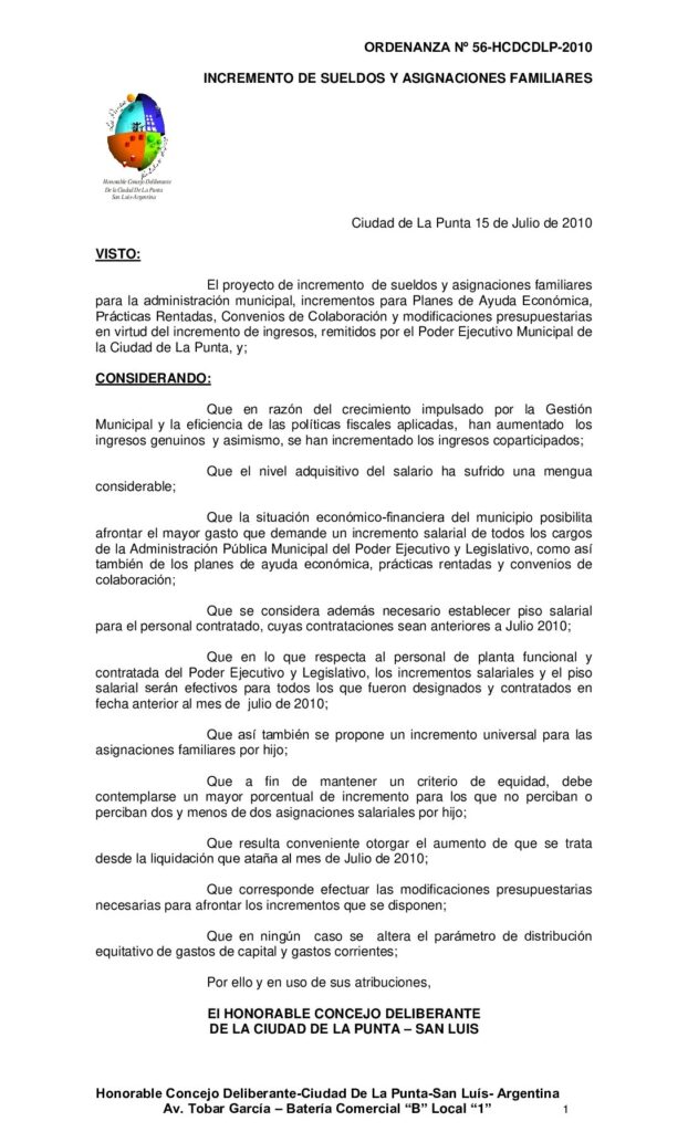 thumbnail of ORDENANZA Nº 56 – AUMENTO DE SUELDOS