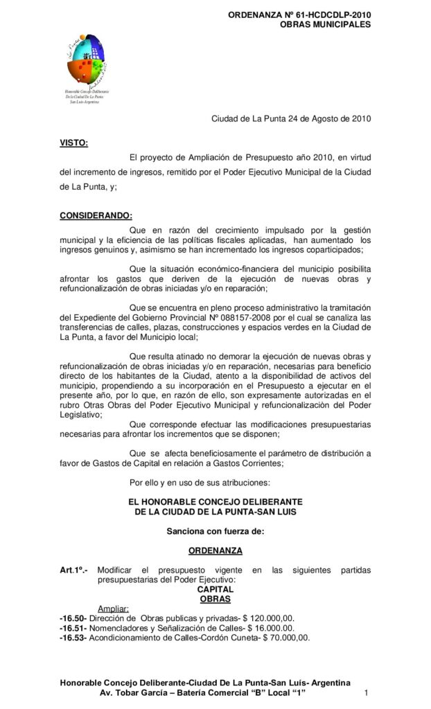 thumbnail of ORDENANZA Nº 61 OBRAS MUNICIPALES