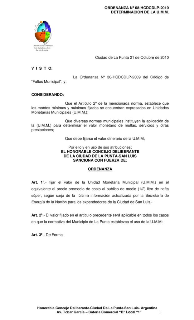 thumbnail of ORDENANZA Nº 68-DETERMINACION U.M.M.