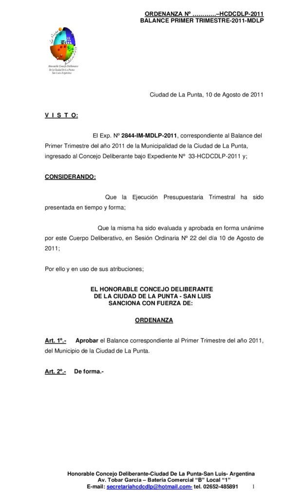 thumbnail of ORDENANZA Nº 89 BALANCE 1º TRIM-2011
