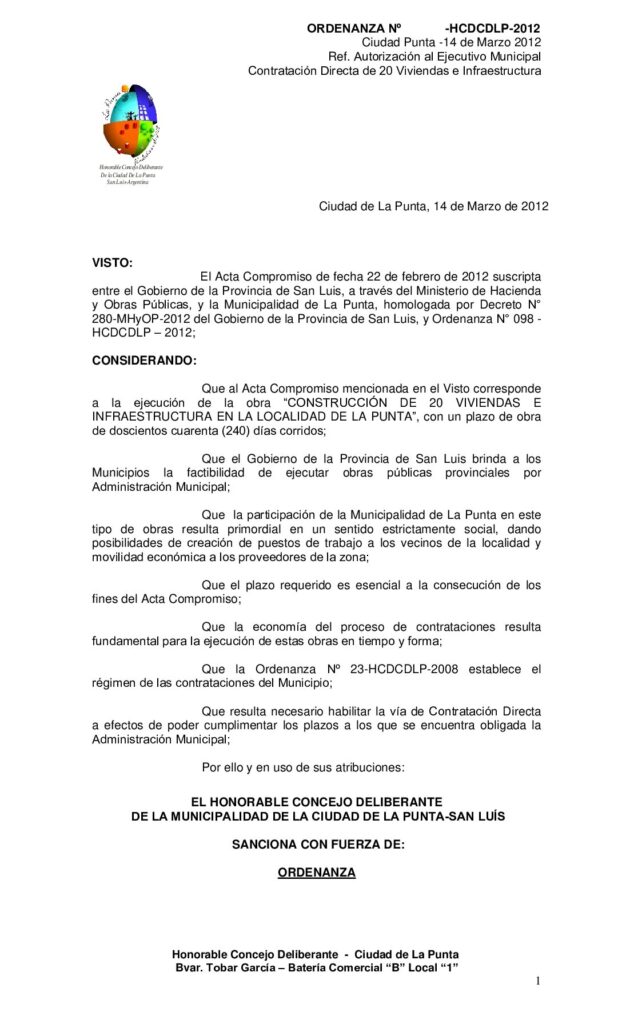 thumbnail of ORDENANZA Nº 99 Autorización Municipalidad 20 Viviendas