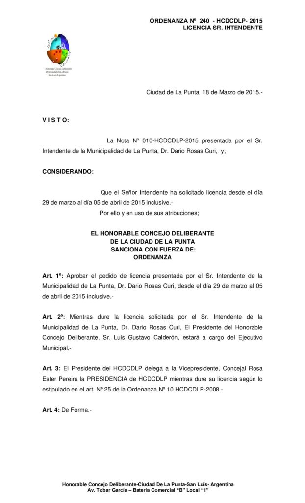 thumbnail of ORDENANZA N° 240 – LICENCIA SR. INTENDENTE (2da)