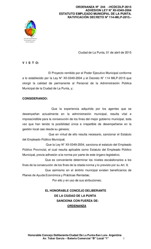 thumbnail of ORDENANZA N° 244- PLANTA PERMANENTE