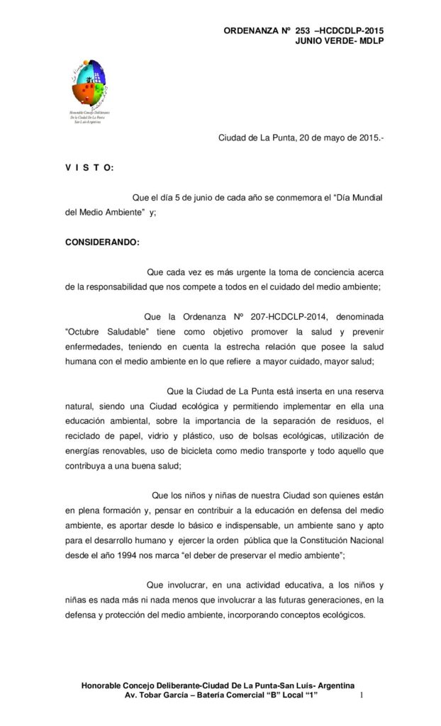 thumbnail of ORDENANZA N° 253- JUNIO VERDE-MEDIO AMBIENTE