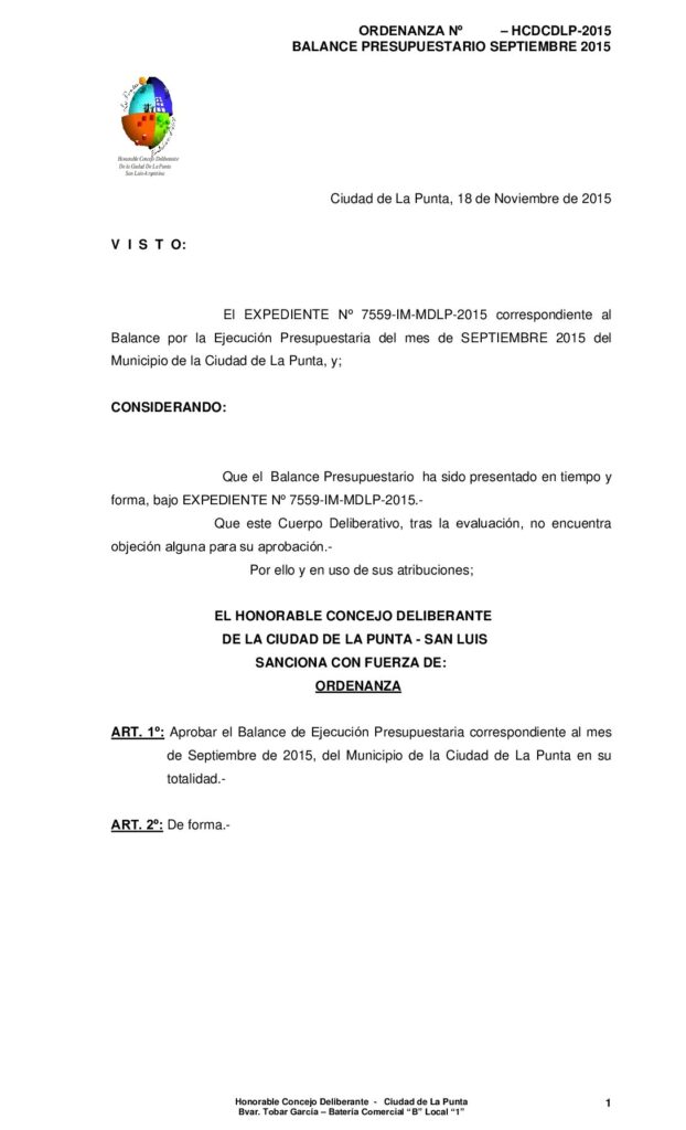 thumbnail of ORDENANZA N° 280 – BALANCE SEPTIEMBRE 2015