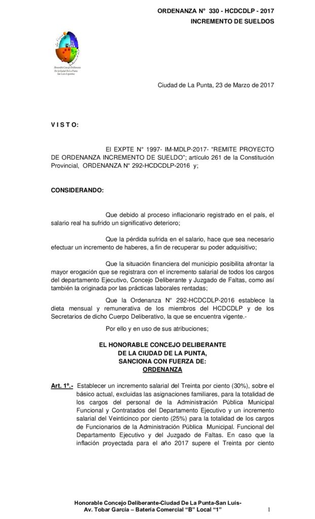 thumbnail of ORDENANZA N° 330 – APROBACION INCREMENTO DE SUELDOS 2017.-
