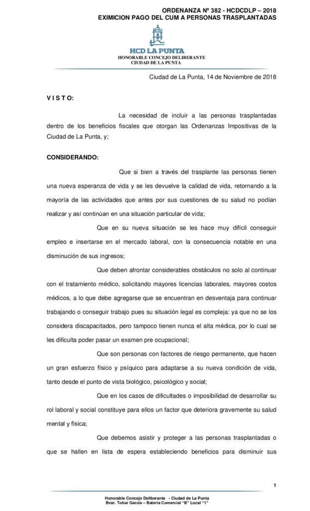 thumbnail of ORDENANZA N° 382 – PERSONAS TRASPLANTADAS