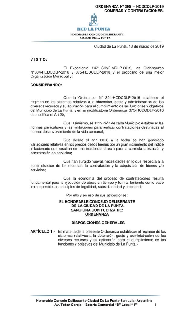 thumbnail of ORDENANZA N° 395- COMPRAS Y CONTRATACIONES