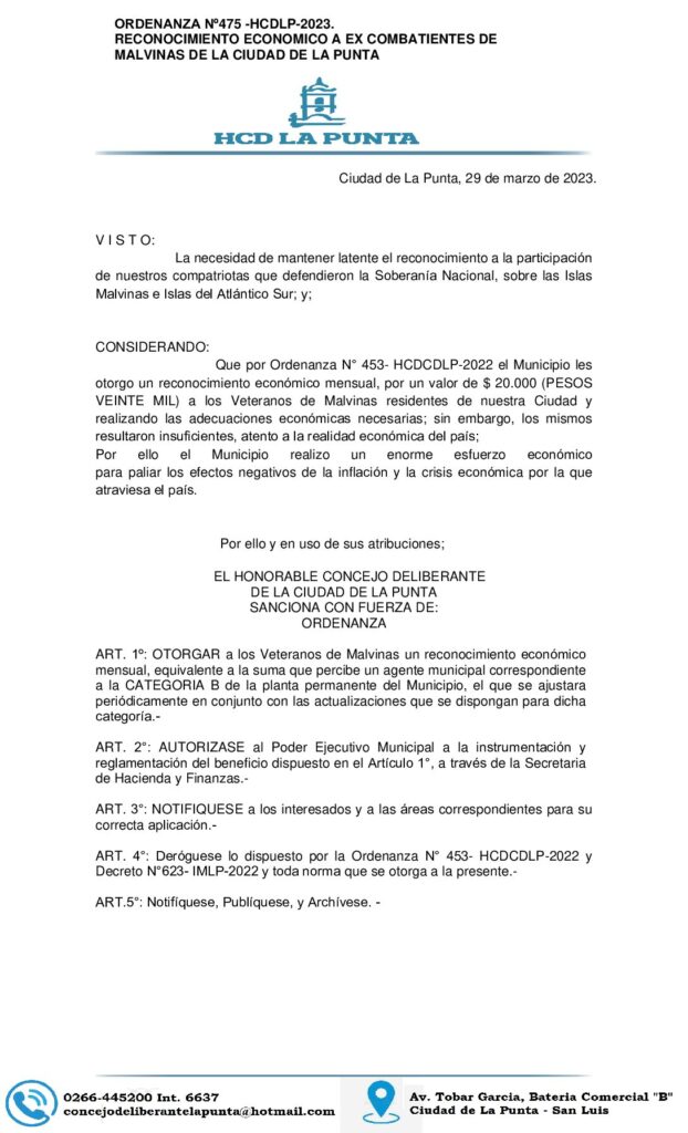 thumbnail of ORDENANZA N° 475