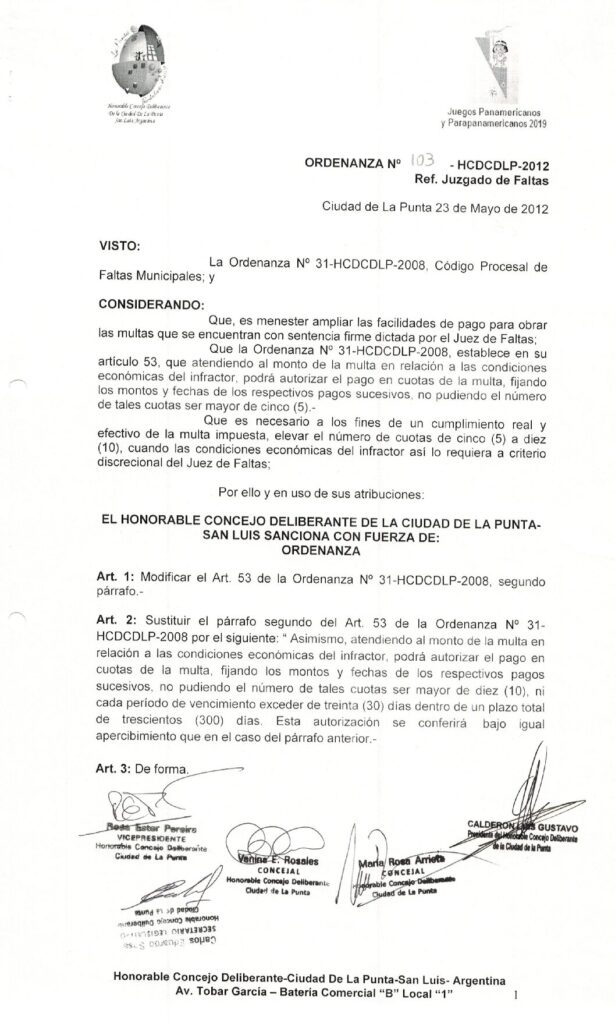 thumbnail of ORDENANZA N°103-VIGENTE-HCDCDLP-2012- Ref. JUZGADO DE FALTAS