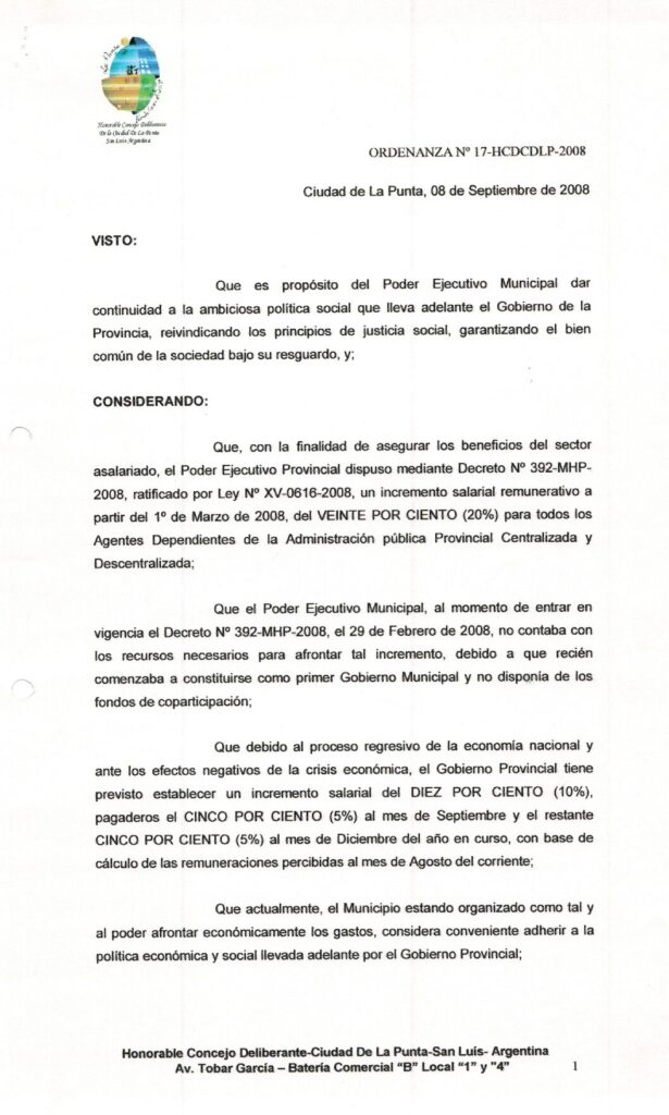 thumbnail of ORDENANZA N°17-NO VIGENTE- HCDCDLP-2008 INCREMENTO SALARIAL 01042021