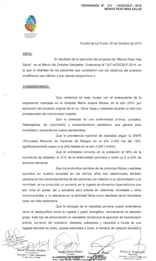 thumbnail of ORDENANZA N°317- VIGENTE-HCDCDLP-2016- MENOS PESO MAS SALUD