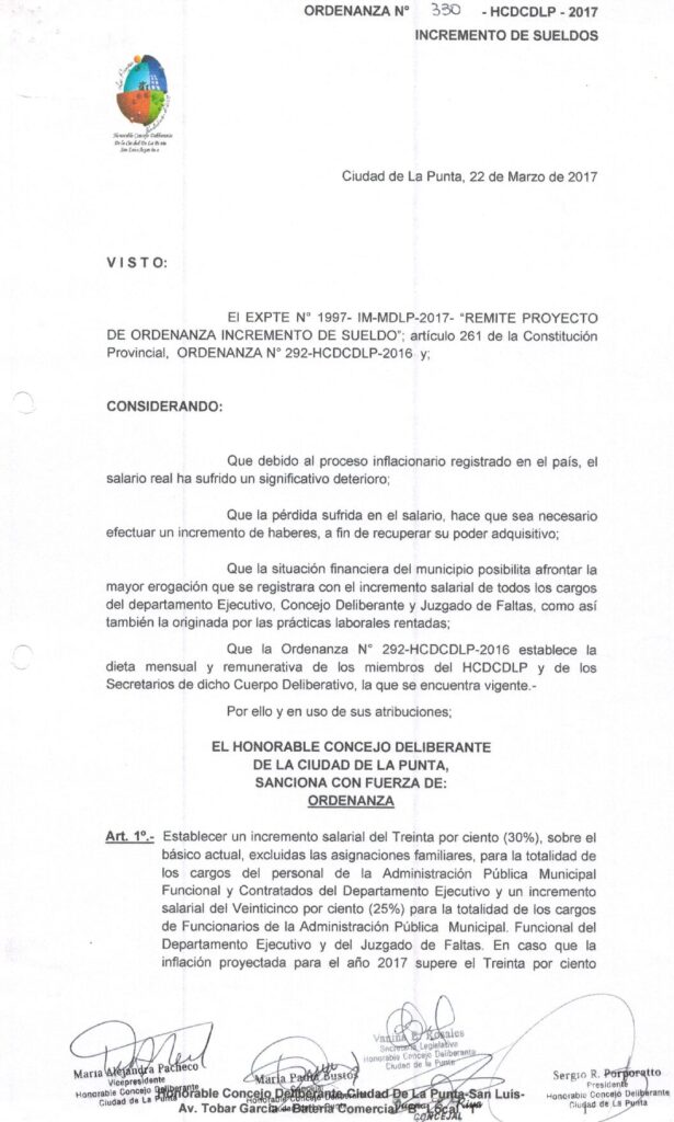 thumbnail of ORDENANZA N°330-NO VIGENTE-HCDCDLP-2017- INCREMENTO DE SUELDOS