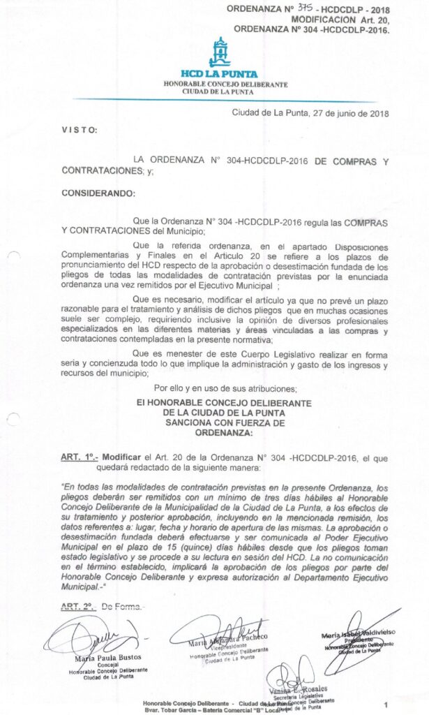 thumbnail of ORDENANZA N°375 -NO VIGENTE-HCDCDLP-2018-MODIFICACION ART.20° ORDENANZA N°304-HCDCDLP-2016