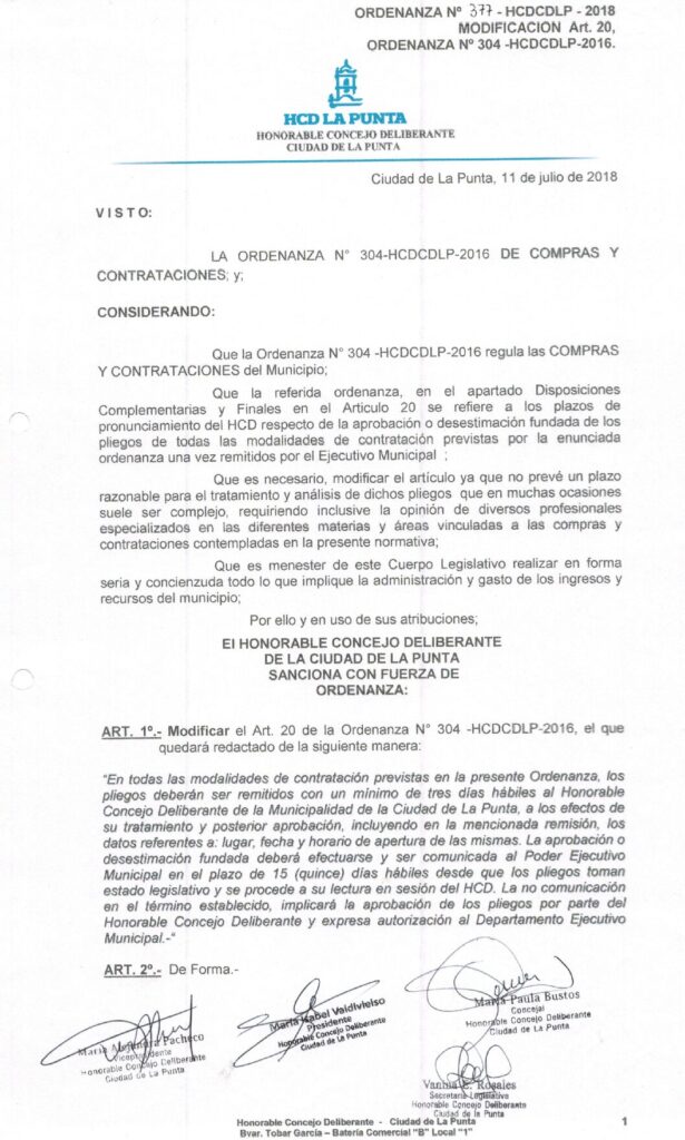 thumbnail of ORDENANZA N°377 MODIFICACION ART.20°,ORDENANZA N°304-HCDCDLP-20216