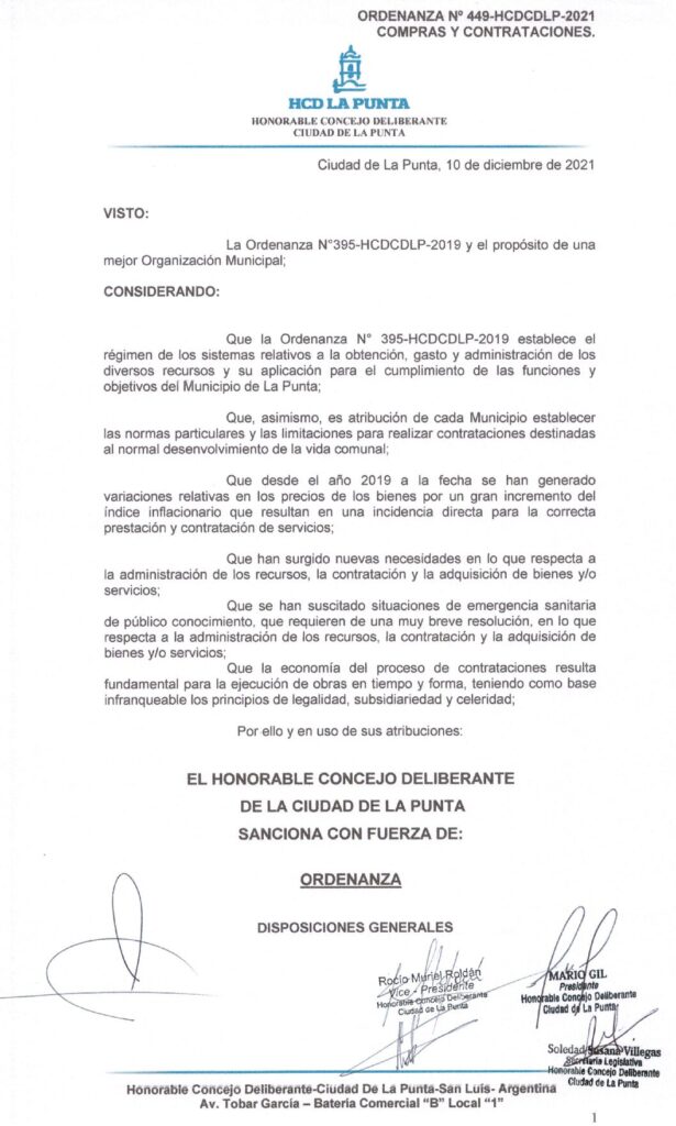 thumbnail of ORDENANZA N°449-NO VIGENTE-HCDCDLP-2021- COMPRAS Y CONTRATACIONES