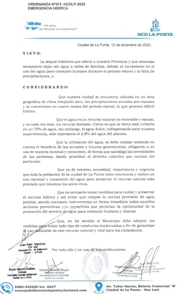 thumbnail of ORDENANZA N°473 – NO VIGENTE-HCDCDLP-2022- EMERGENCIA HIDRICA