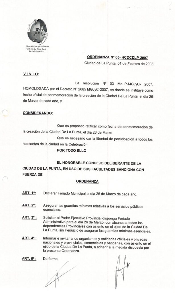 thumbnail of ORDENANZA N°5-VIGENTE-HCDCDLP-2008- FERIADO MUNICIPAL 26 DE MARZO