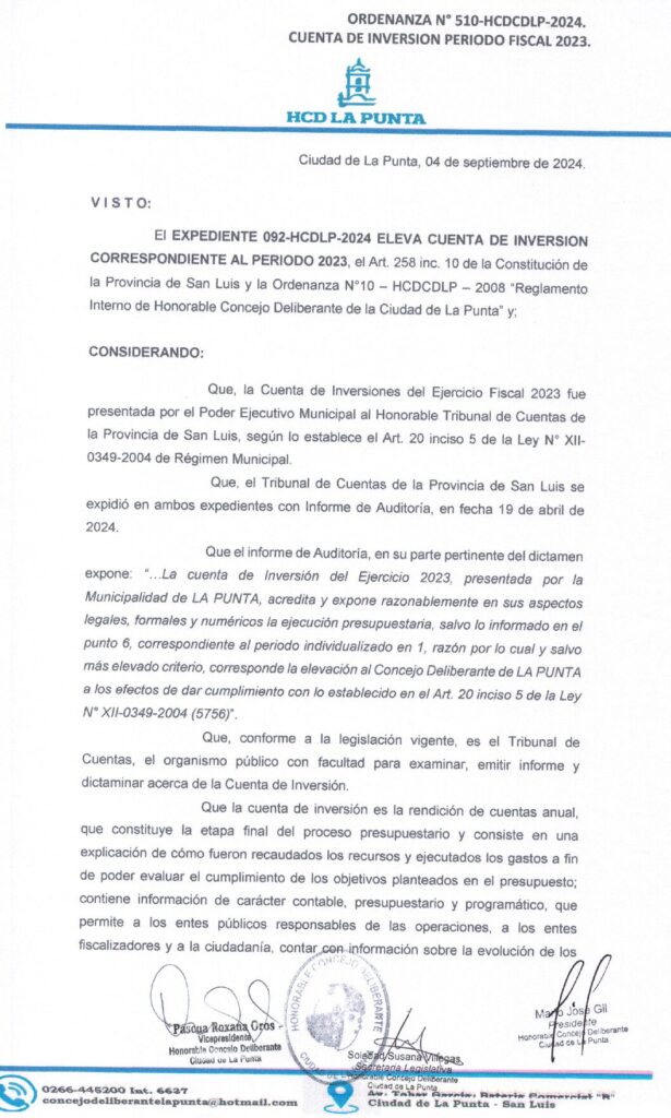 thumbnail of ORDENANZA N°510 – NO VIGENTE-HCDCDLP-2024-CUENTA DE INVERCION PERIODO FISCAL 2026
