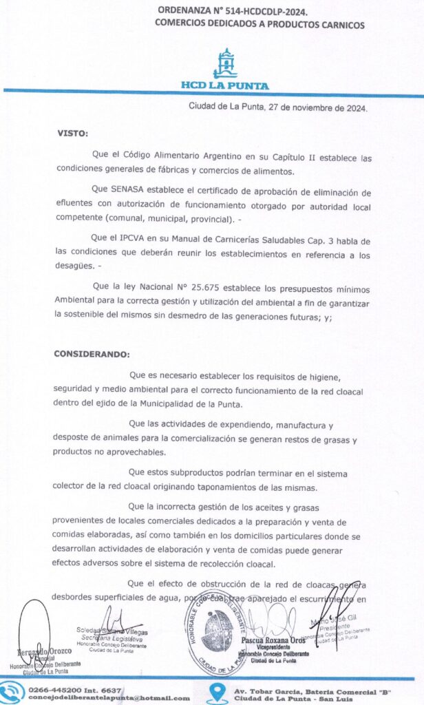 thumbnail of ORDENANZA N°514- VIGENTE-HCDCDLP-2024- COMERCIOS DEDICADOS A PRODUCTOS CARNICOS.